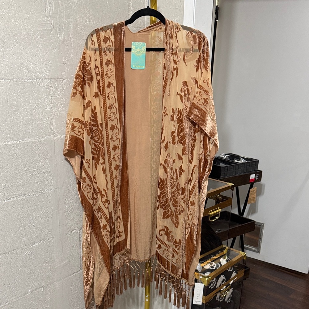 Katydid Tan and Brown Floral Kimono